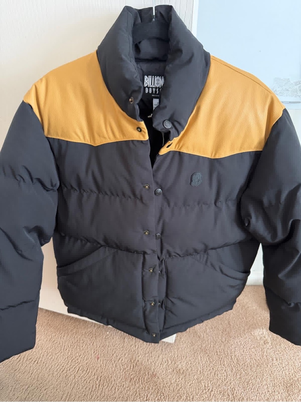 Billionaire Boys Club Black and Mustard Two-Tone Puffer Jacket